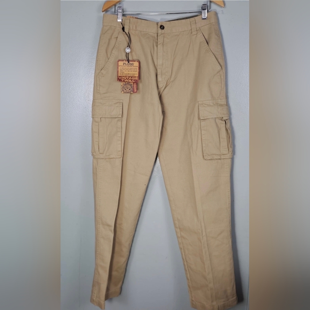 Plugg Men’s Cargo Pants 32x34 Brown BDU Military Style 100% Cotton Trousers